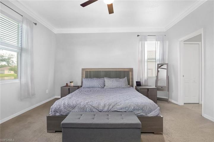 Virtually painted primary bedroom