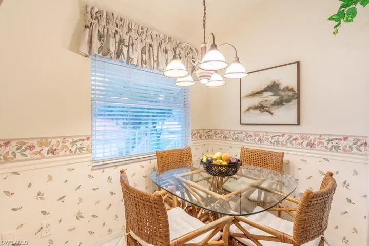Dining room featuring an inviting chandelier