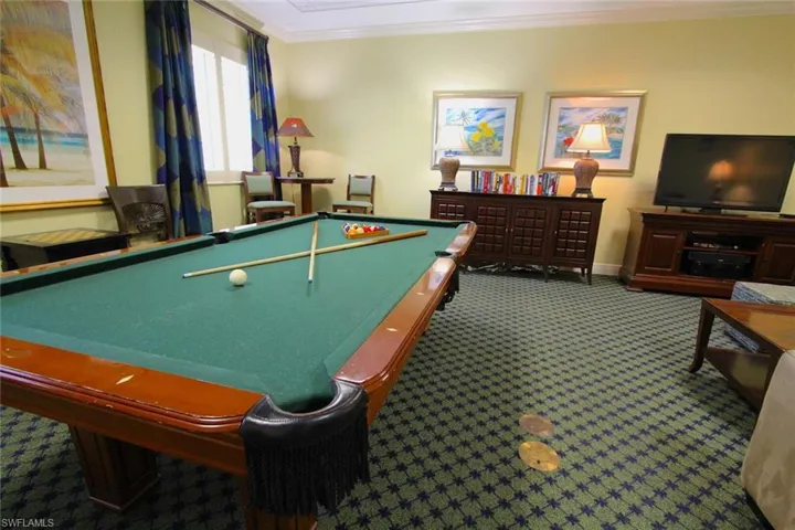 The Billiards room is located in the Clubhouse at Bonita Village