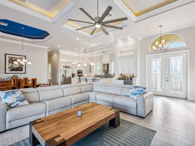 Open concept floor plan - Family/Entertainment, Dining, Kitchen, Bar - for easy living