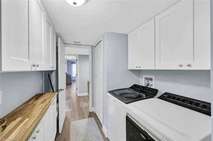 Inside Laundry- Full Size Washer & Dryer- Extra Shaker Style Cabinetry and Counter
