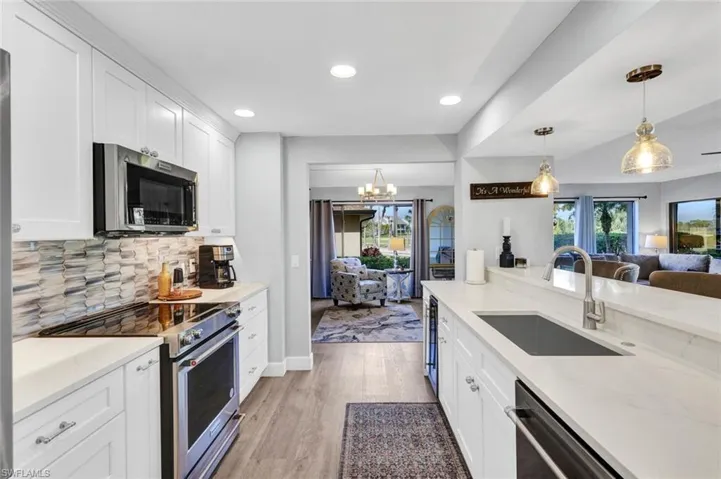 Recessed LED Lighting, Tile Backsplash, New Glass Pendant Lighting