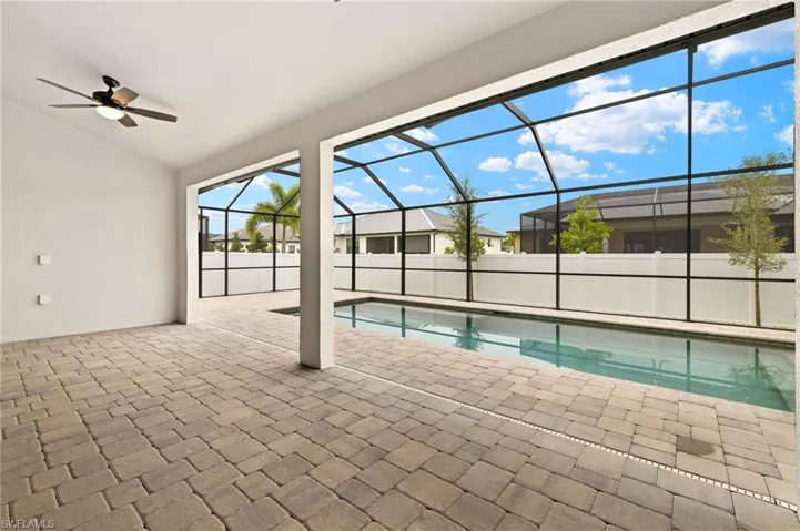 Pool and lanai with fans and lights