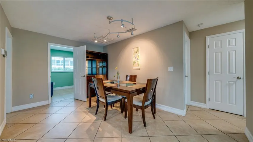 Dining area; open door is entrance to Den