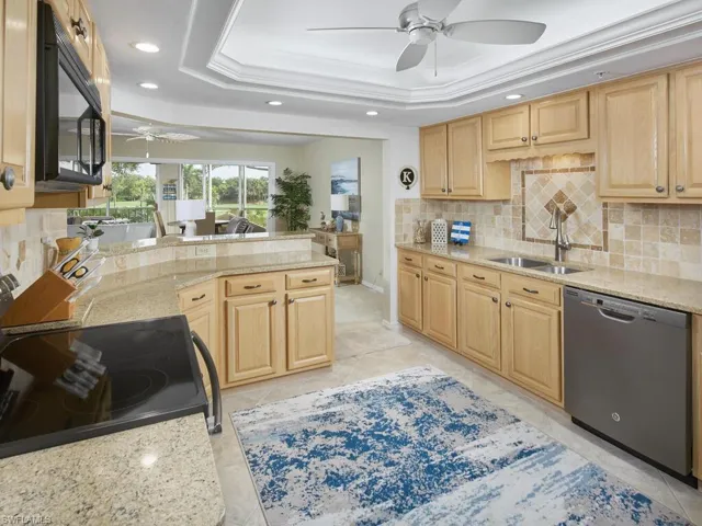 The kitchen is large with ample counter space for meal preparation and a ton of storage.