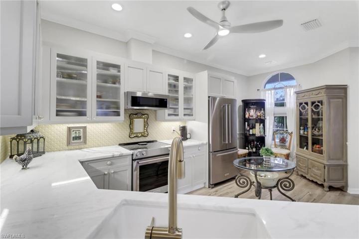 Stellar kitchen featuring selected specific AAA quartz balanced with gold flex veins