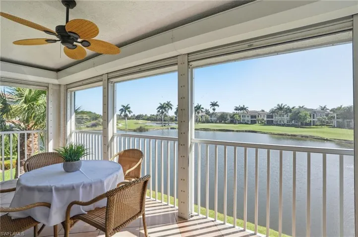 Screened patio featuring