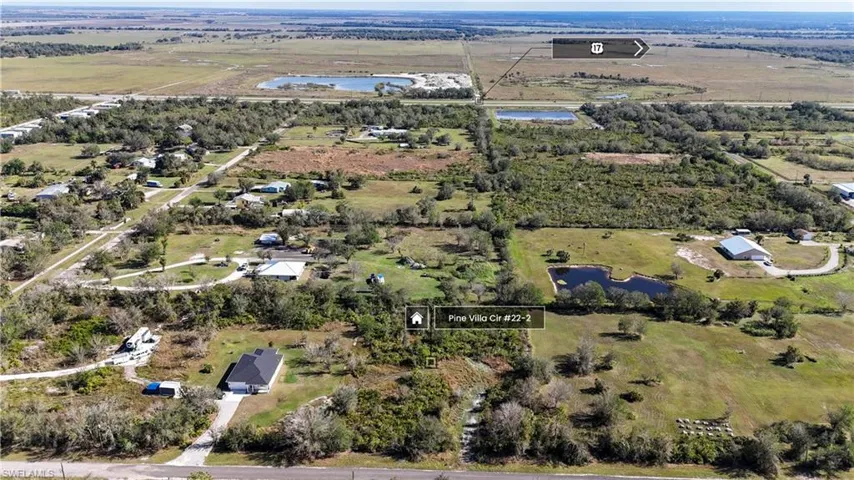 Drone view looking east showing Highway 17. Just 15 minutes to downtown Punta Gorda.