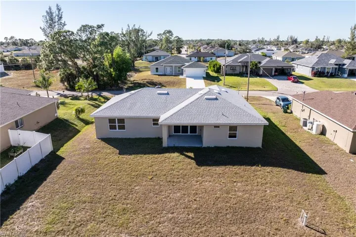 Aerial perspective of suburban area