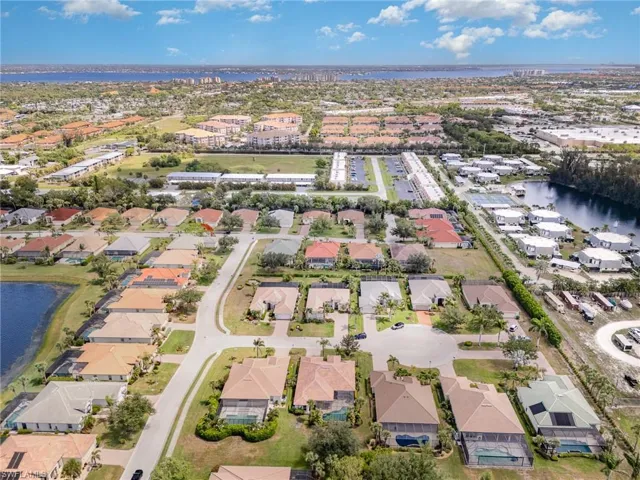 Aerial view of Coco Bay with the Caloosahatchee in the background.