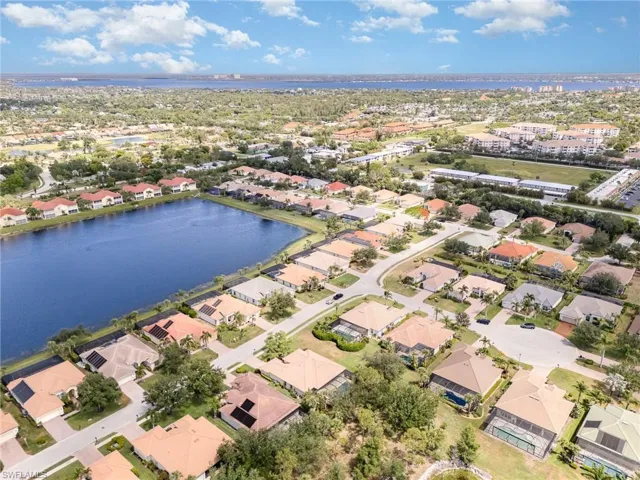 Aerial overview of Coco Bay with the Caloosahatchee in the background.