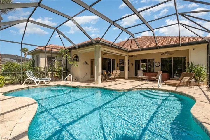 Expansive Swimming pool with cage.