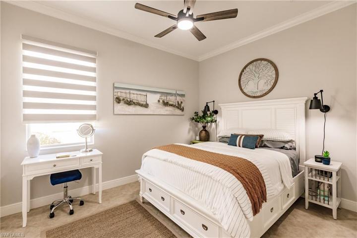 LARGE GUEST BEDROOM WITH TILE FLOORING (NO CARPET), CROWN MOLDING, DC FAN & DUAL SHEER "BLACK-OUT" WINDOW SHADES!