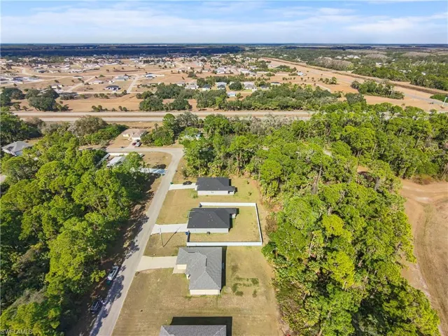 Aerial perspective of suburban area