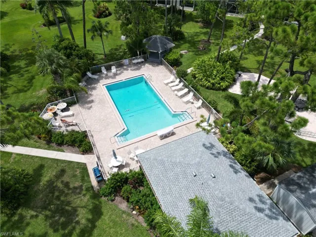 Aerial view of a pool