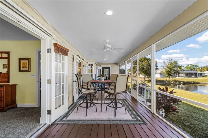 You will love the tranquil lake view where you can enjoy peaceful outdoor living that is perfect for relaxing with a cup of coffee or entertaining guests. The spacious screened lanai is approximately 36’ x 10’ with composite decking.  Front porch is 28'x6'
