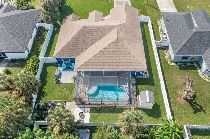 Bird's eye view of Subject Property with  pool area