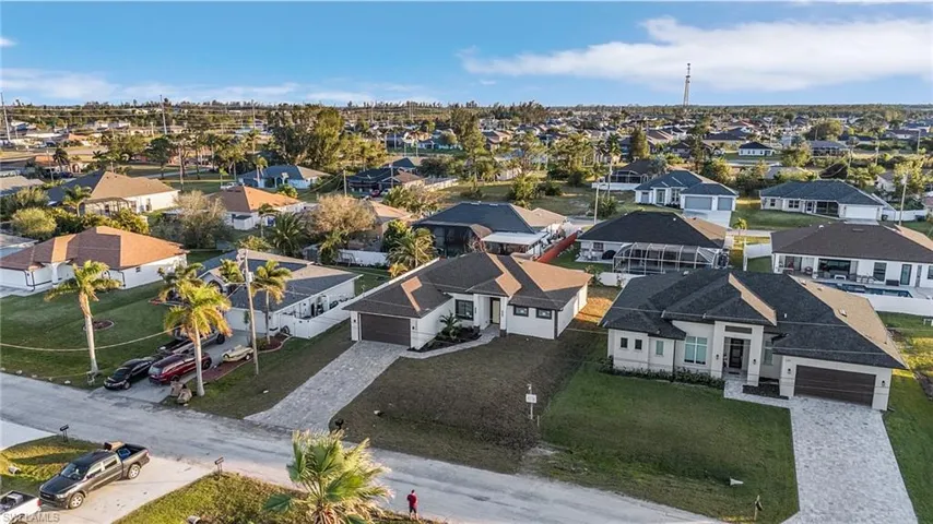 Aerial perspective of suburban area