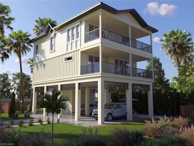 Rendering of Elevated Sunset Home - Not included in Lot price - conceptual only -Virtualy edited