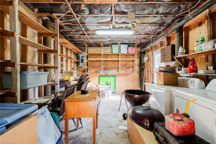 Laundry, located underneath house