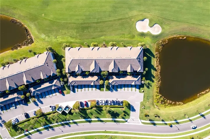 Bird's eye view of a nearby body of water