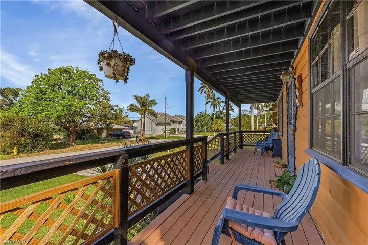 Wooden deck with covered porch