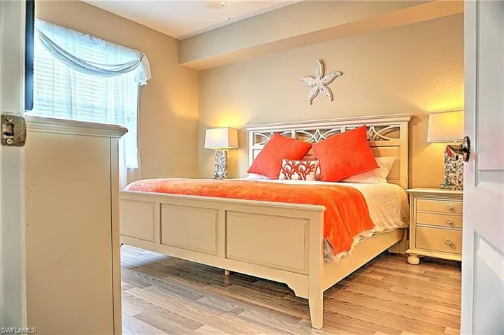 Bedroom with light wood-style flooring