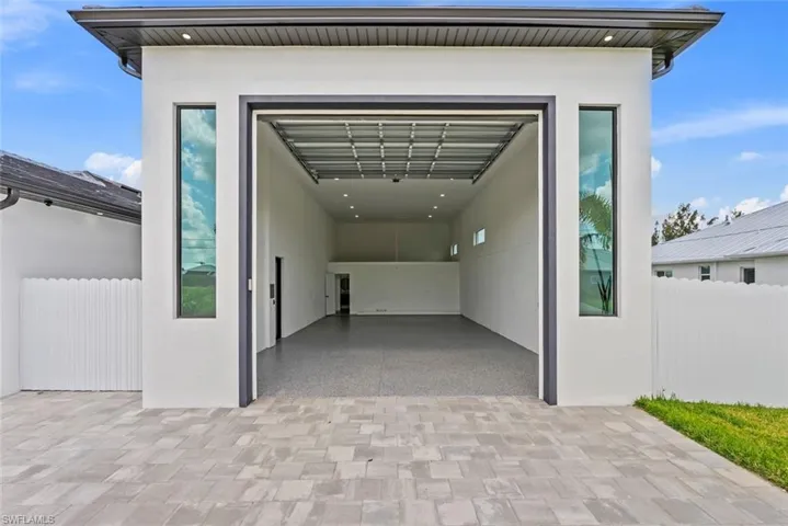 Garage with fence