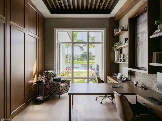 Dual office with real walnut custom cabinetry