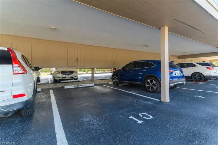 View of covered parking lot