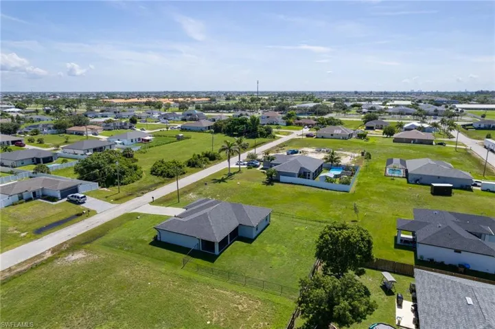 Aerial perspective of suburban area