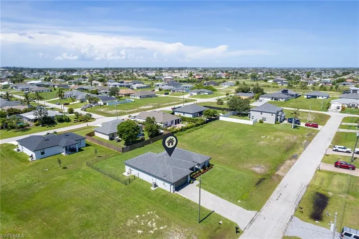 Aerial perspective of suburban area