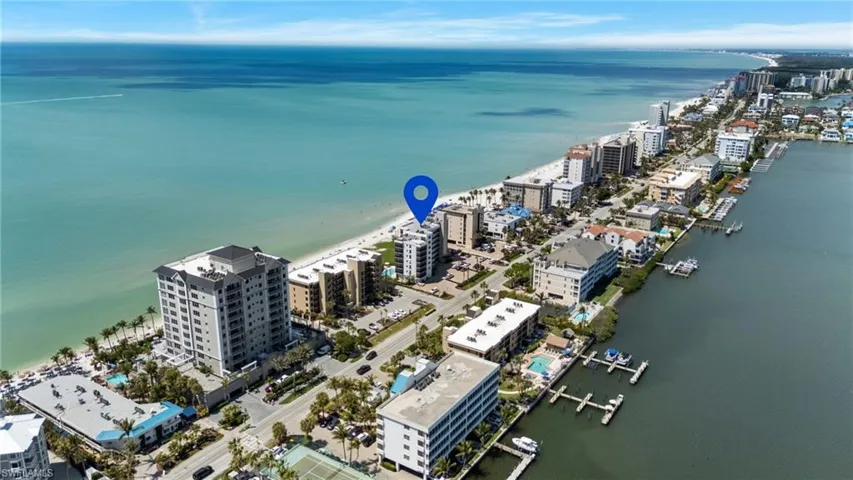 View of urban area with unending shoreline