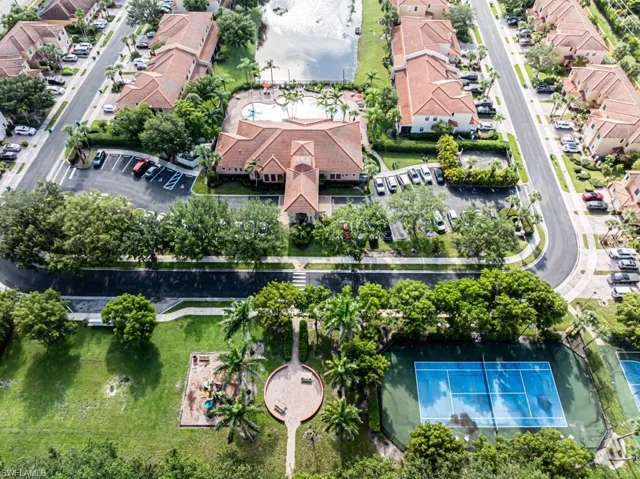 Aerial perspective of suburban area