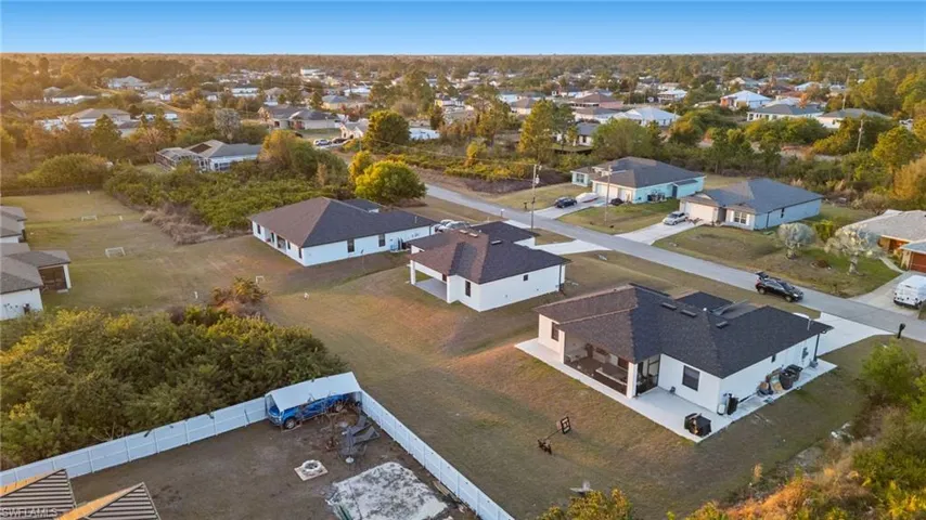 Aerial perspective of suburban area