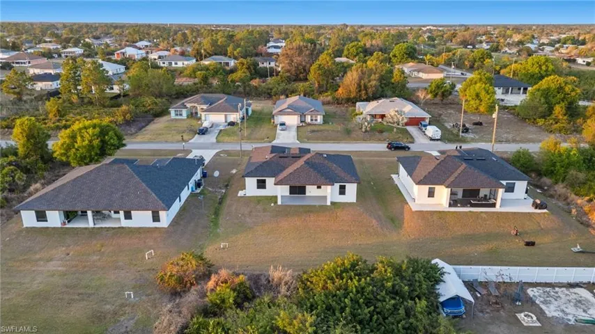 Aerial perspective of suburban area