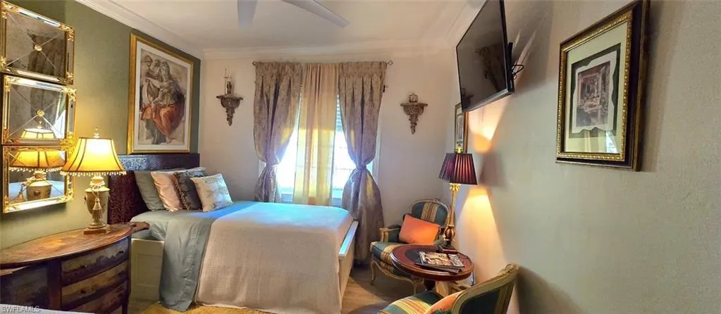 Bedroom with crown molding
