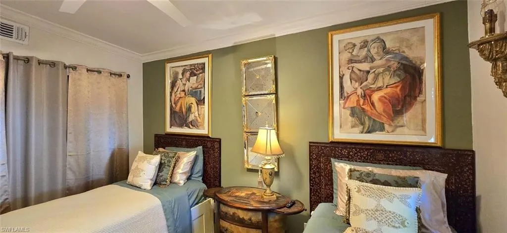 Bedroom with crown molding