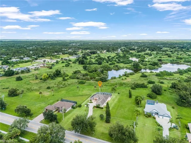 Bird's eye view of a nearby body of water