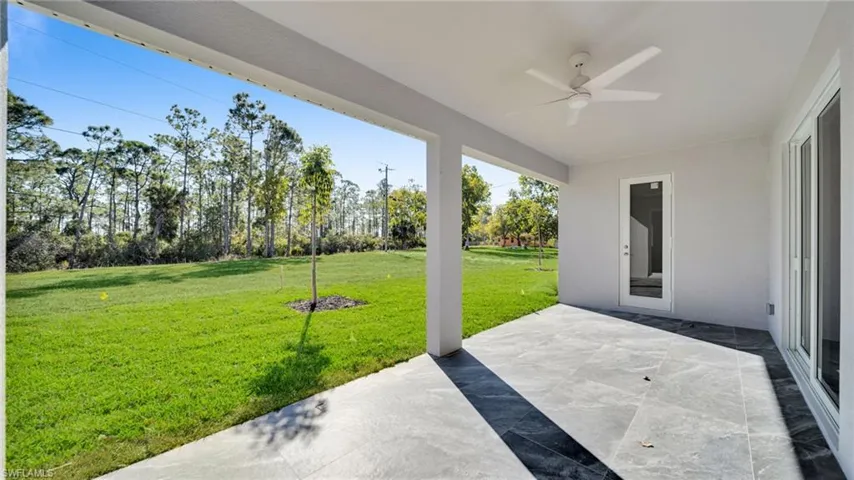 View of patio / terrace featuring a ceiling fan