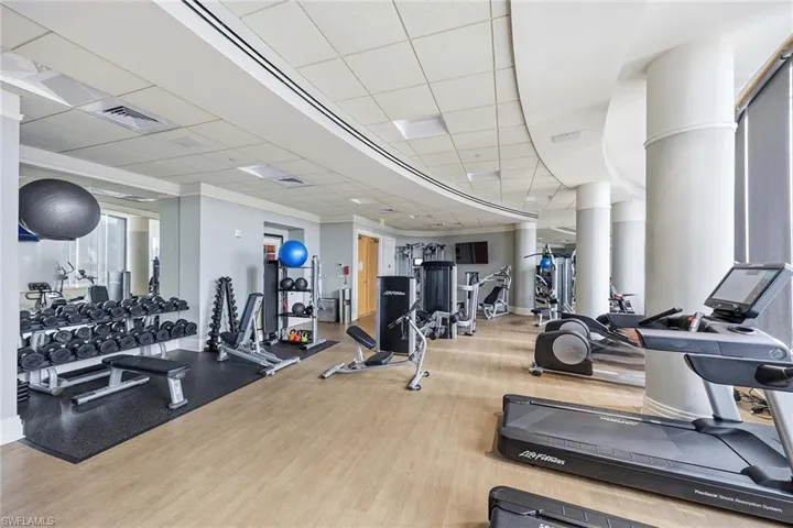 Workout area with a drop ceiling