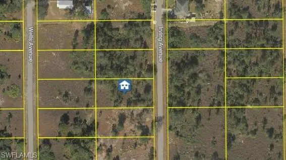 Aerial view of property's location featuring property parcel outlined