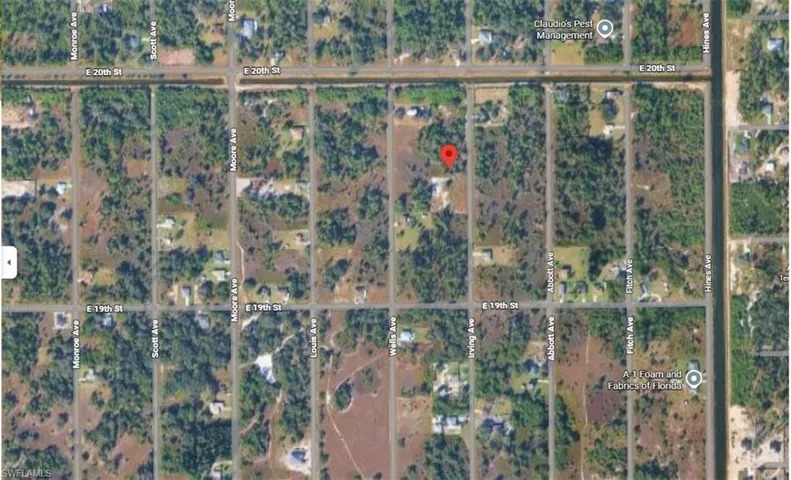 Aerial view of property's location with property parcel outlined