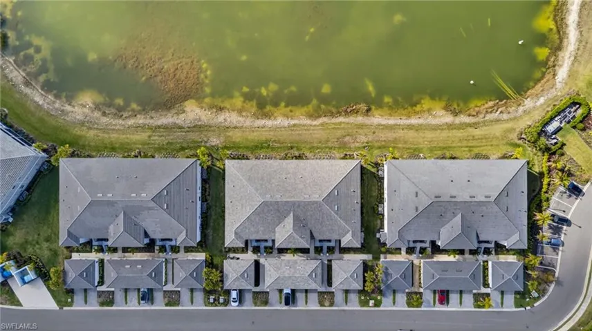Bird's eye view of a nearby body of water
