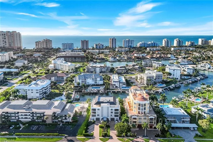 View of urban area with a large body of water