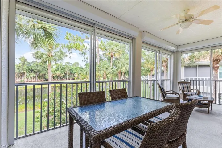 Lanai featuring plenty of natural light and ceiling fan