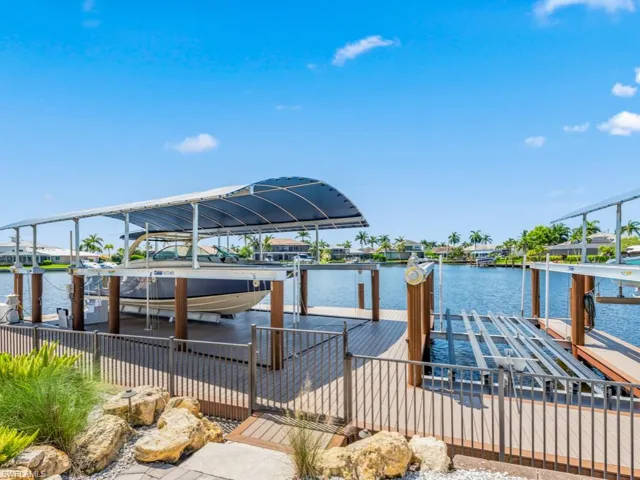 Dock area featuring a water view
