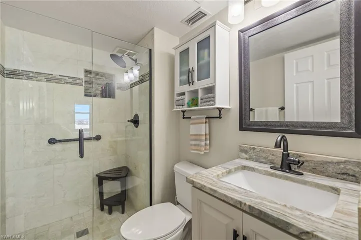 Remodeled Main Bathroom W/ Walk-in Shower, New Base and Counter Top - Virtually Enhanced Photo