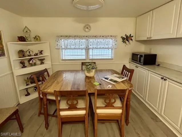 Dining room with light wood finished floors