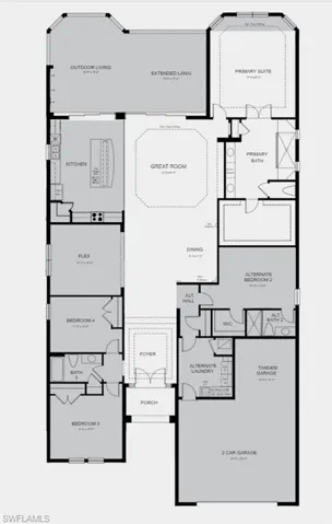 Structural options include: Tray ceiling, tandem garage, covered extended living, alternate primary, and bed 4